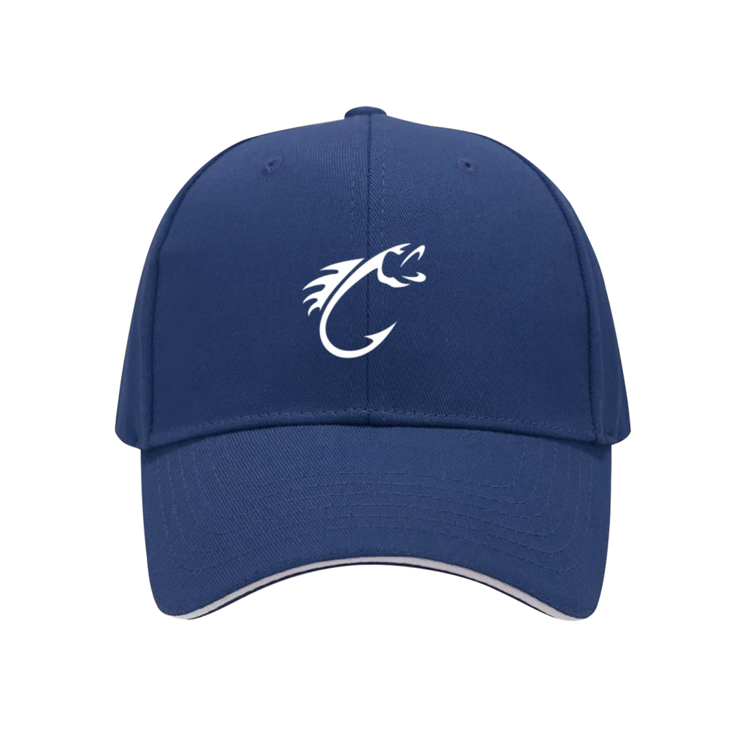 Stylish Fishing Hook Logo Red Sandwich Brim Baseball Cap Outdoor Angler Hat