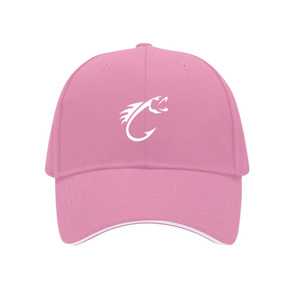 Stylish Fishing Hook Logo Red Sandwich Brim Baseball Cap Outdoor Angler Hat
