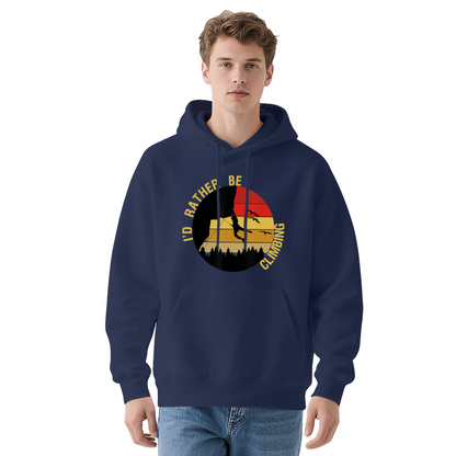 I¡¯d Rather Be Climbing Retro Sunset Black Hoodie, Soft Outdoor Sport Hoodie