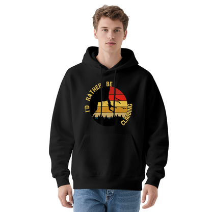 I¡¯d Rather Be Climbing Retro Sunset Black Hoodie, Soft Outdoor Sport Hoodie