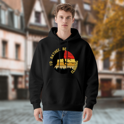 I¡¯d Rather Be Climbing Retro Sunset Black Hoodie, Soft Outdoor Sport Hoodie