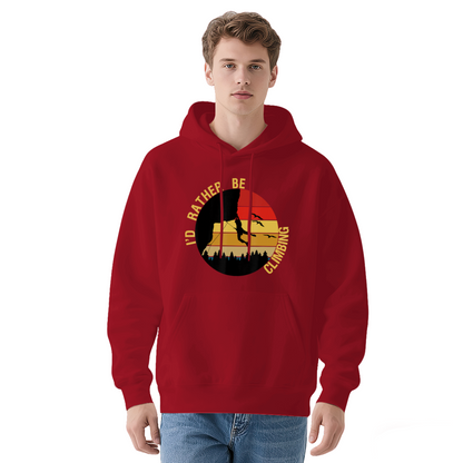 I¡¯d Rather Be Climbing Retro Sunset Black Hoodie, Soft Outdoor Sport Hoodie
