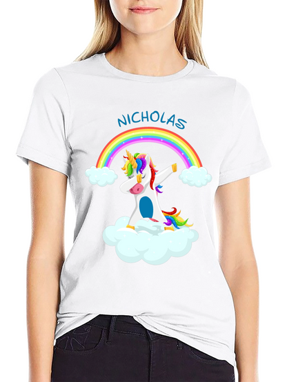 Nicholas Unicorn Dab Rainbow T-Shirt