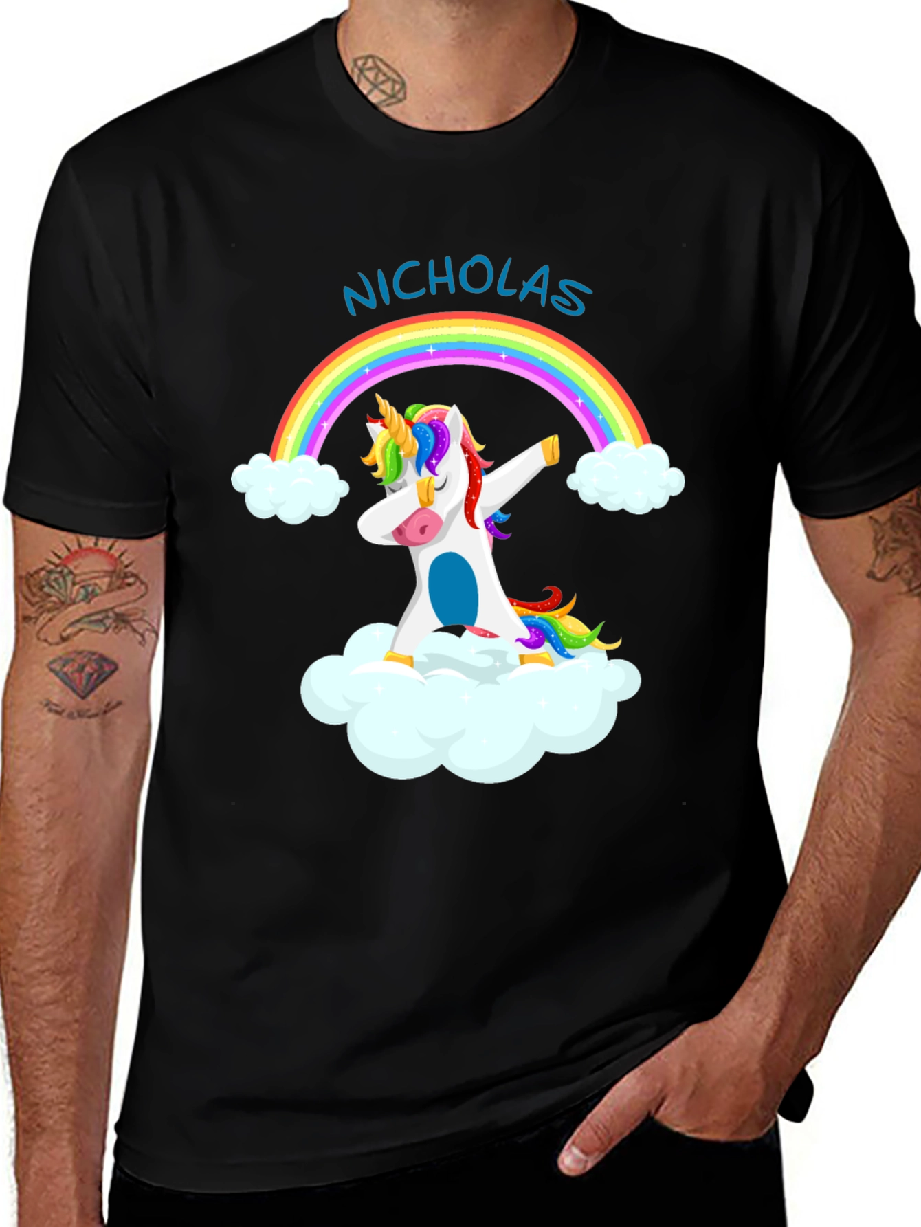 Nicholas Unicorn Dab Rainbow T-Shirt
