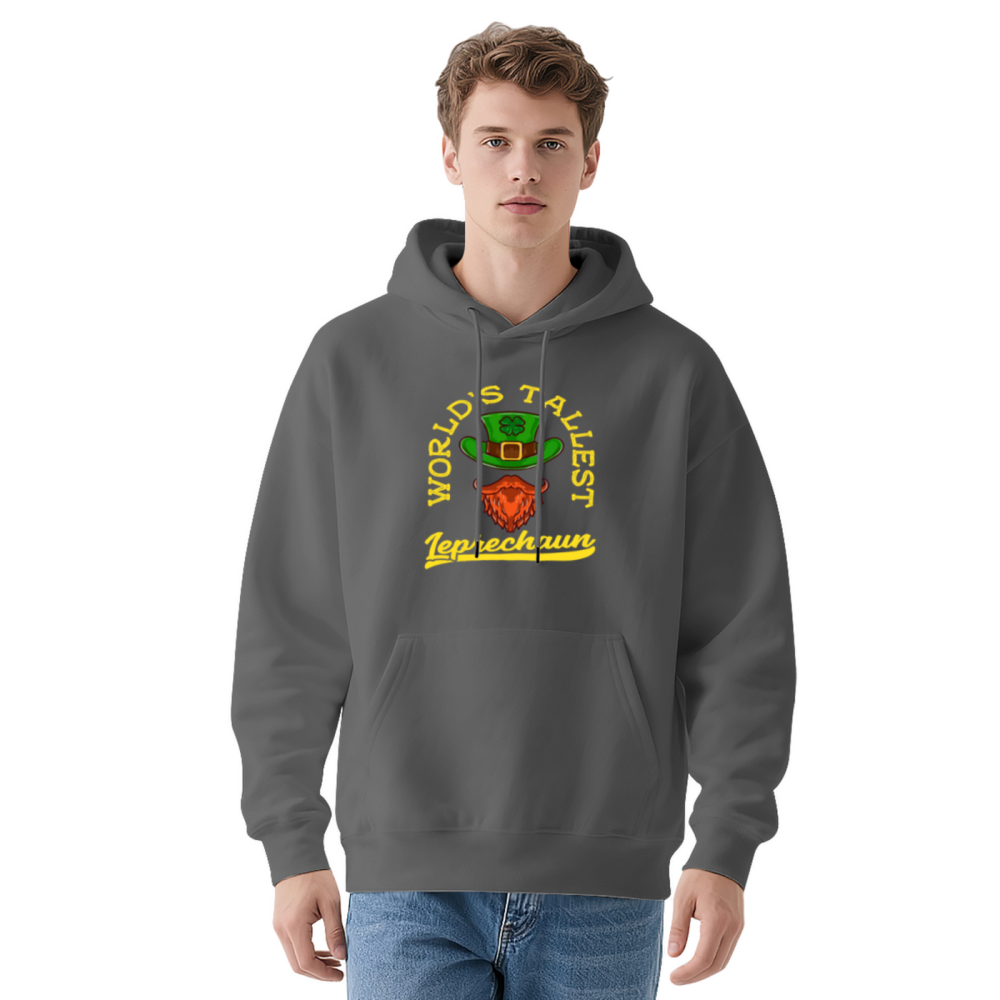 World¡¯s Tallest Leprechaun White Hoodie, St Patrick Day Cozy Casual Pullover Unisex