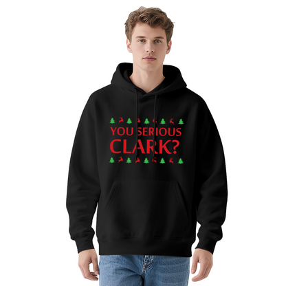 You Serious Clark Christmas Tree Reindeer Hoodie, Unisex Warm Comfort Pullover