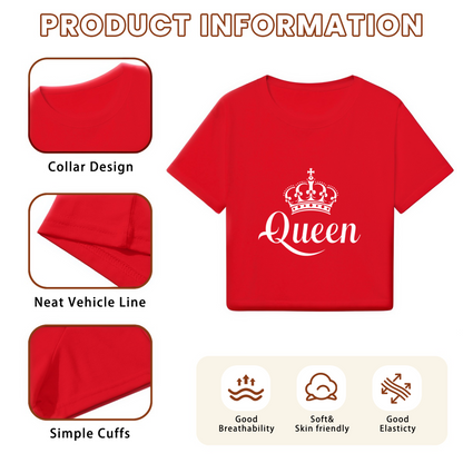 Royal Queen Crown Red Y2K Crop Tee