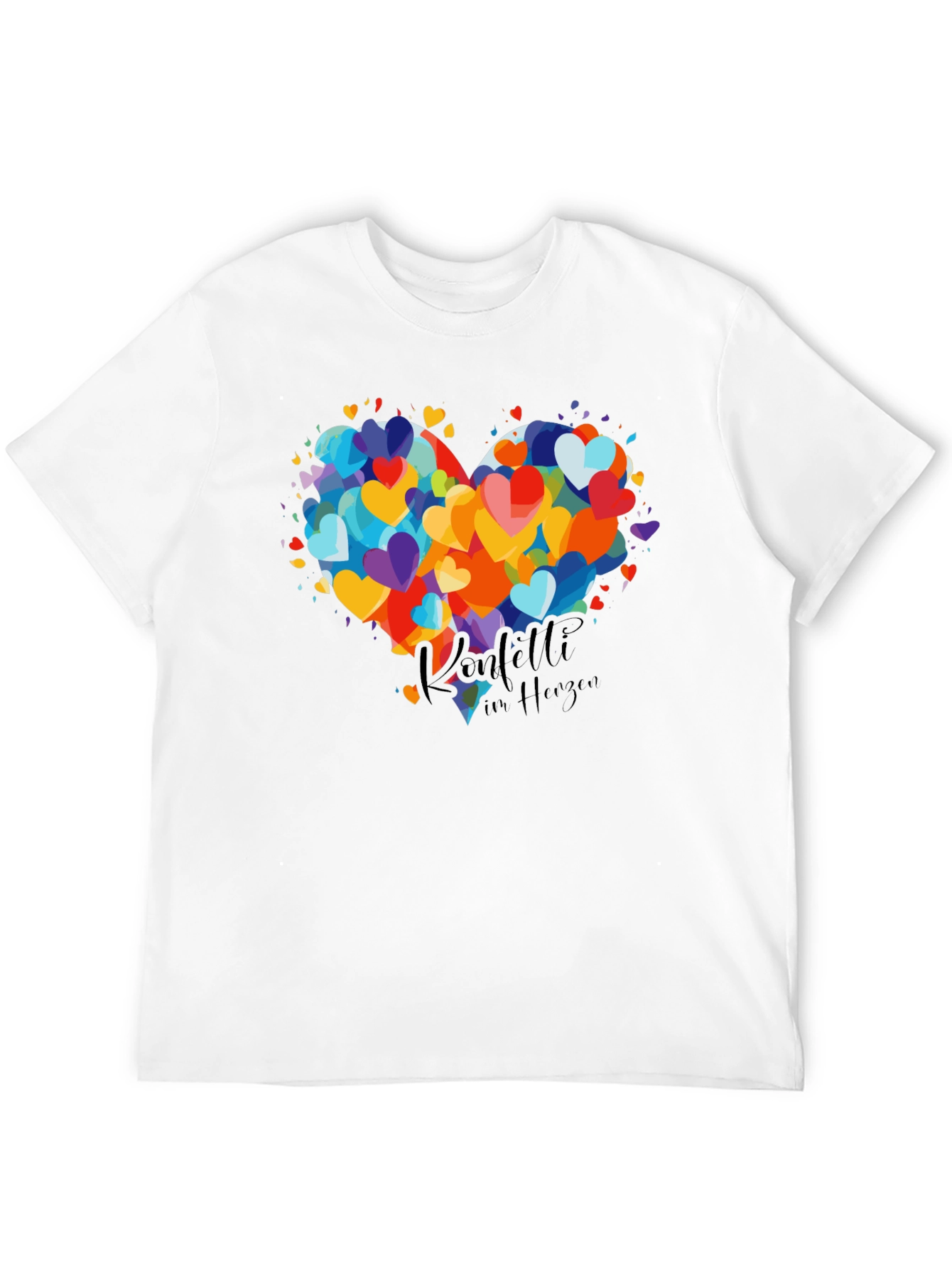 Heart Confetti Graphic Tee - Black Cotton