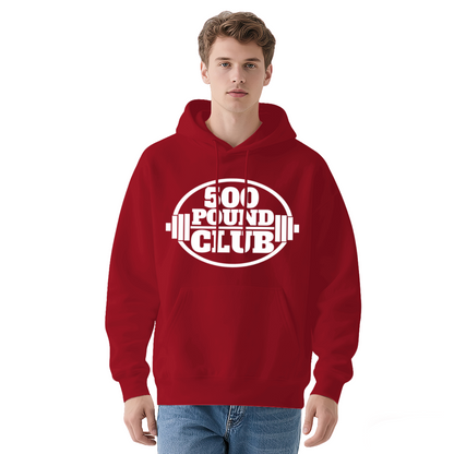 500 Pound Club Weightlifting Red Mens Hoodie, Comfort Gym Pullover