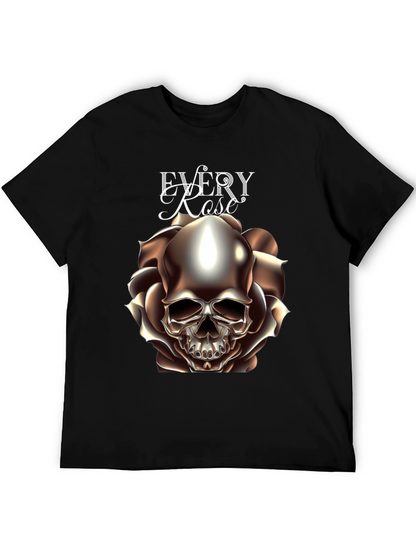 Every Rose Has Its Thorn Skull Graphic T-Shirt