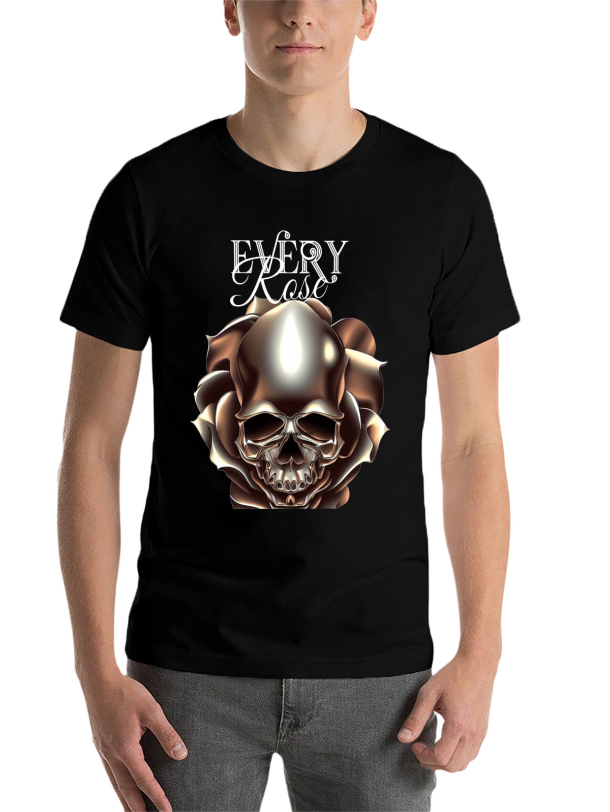 Every Rose Has Its Thorn Skull Graphic T-Shirt