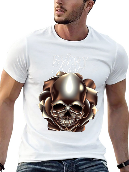 Every Rose Has Its Thorn Skull Graphic T-Shirt