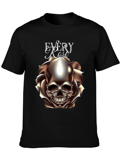 Every Rose Has Its Thorn Skull Graphic T-Shirt