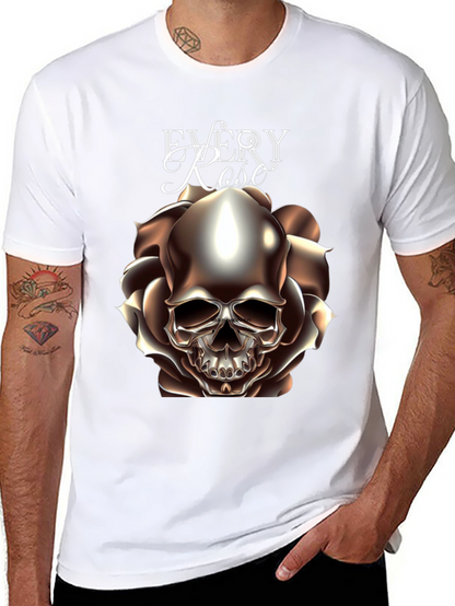 Every Rose Has Its Thorn Skull Graphic T-Shirt