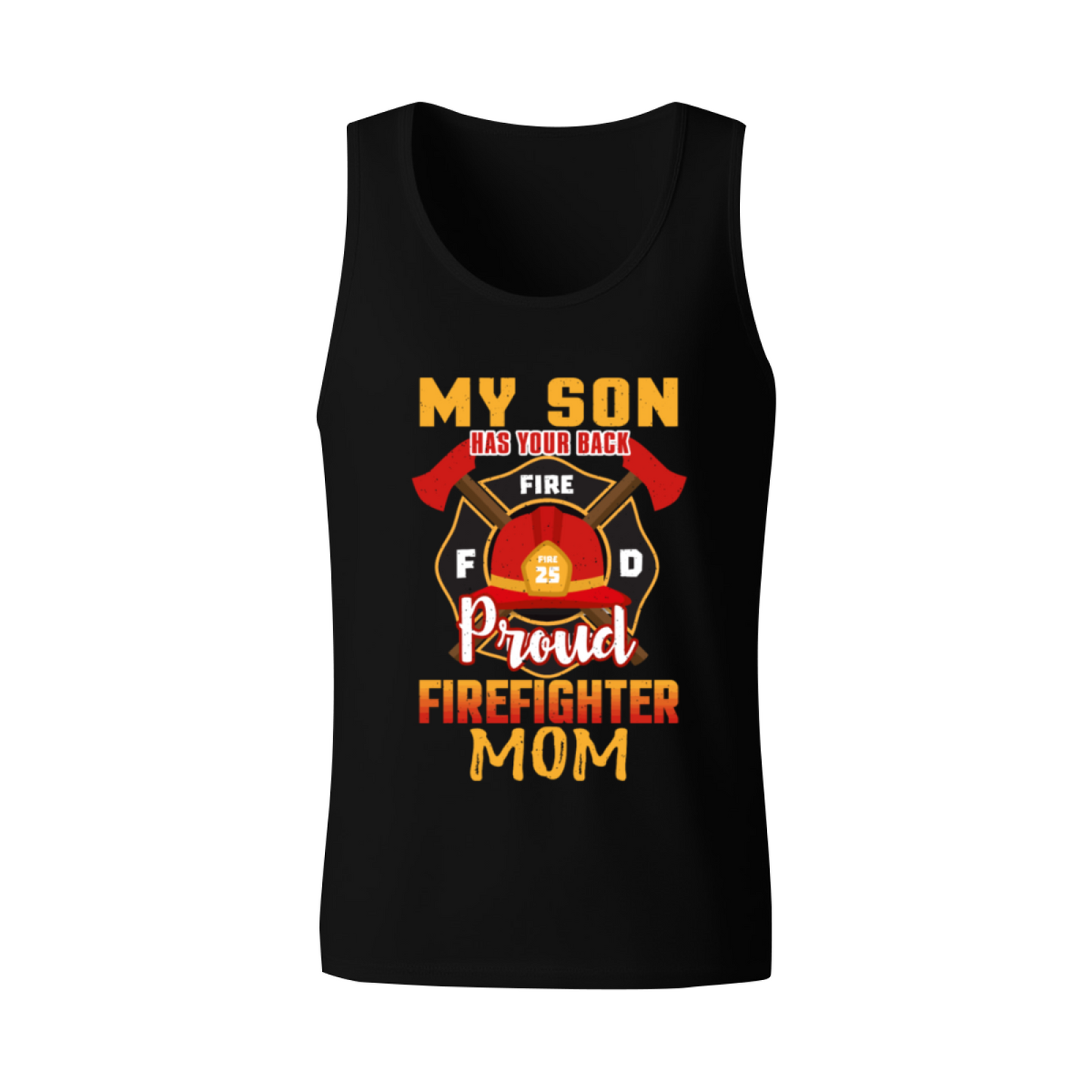 Proud Firefighter Mom Son Fire Badge Tank Top