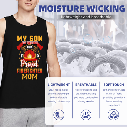 Proud Firefighter Mom Son Fire Badge Tank Top