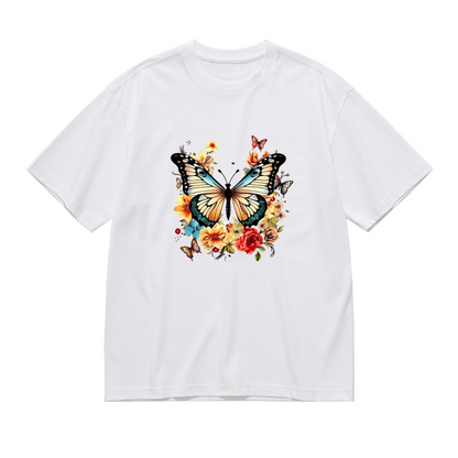 Gorgeous Watercolor Butterfly & Floral Art Plus Size Women Graphic Tee