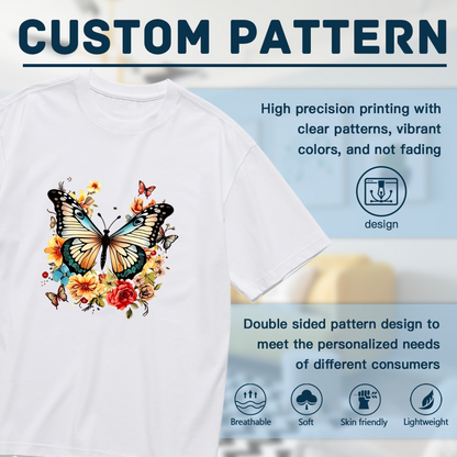 Gorgeous Watercolor Butterfly & Floral Art Plus Size Women Graphic Tee