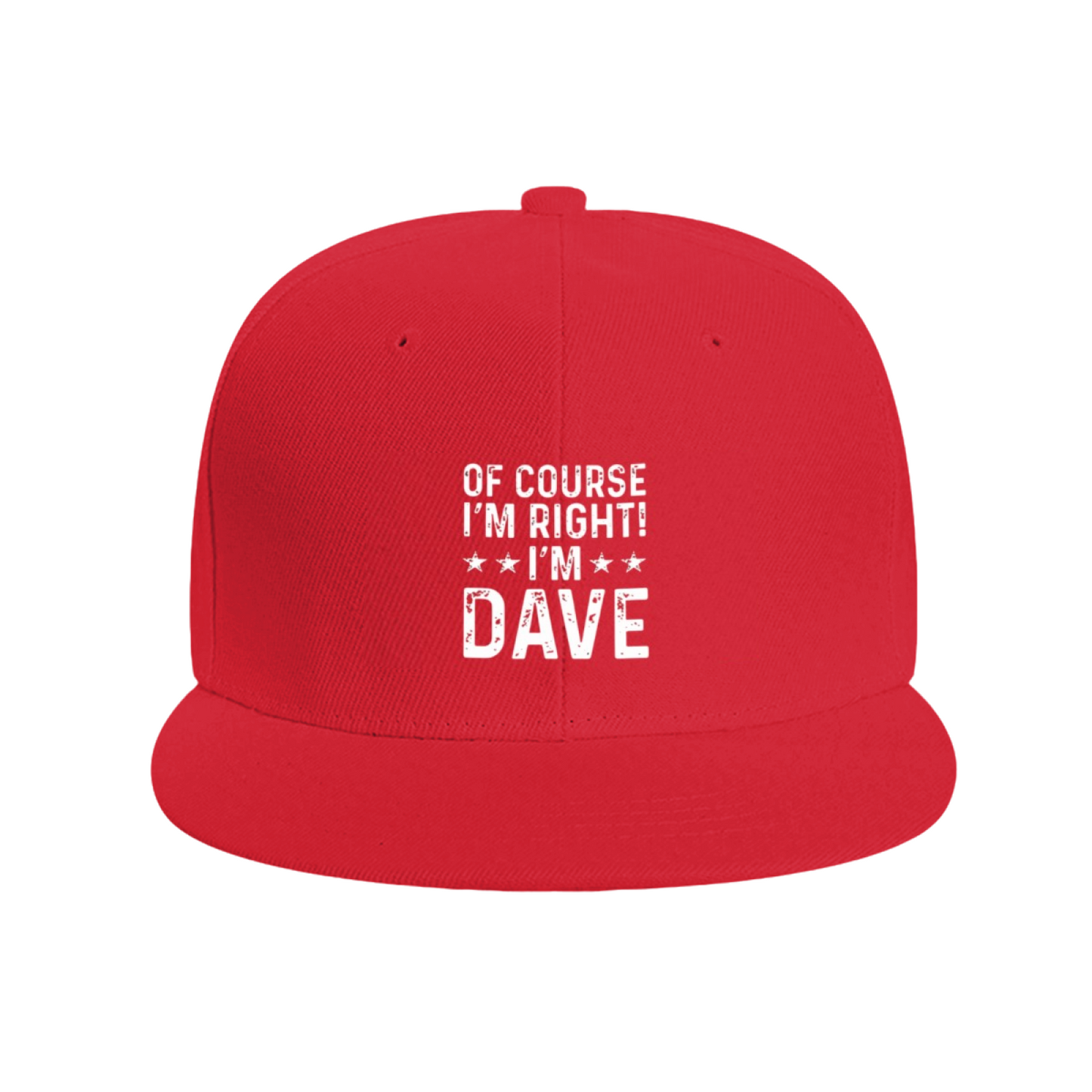 Funny I¡¯m Dave Distressed Text Blue Flat Bill Sun Hat, Personalized Humor Snapback