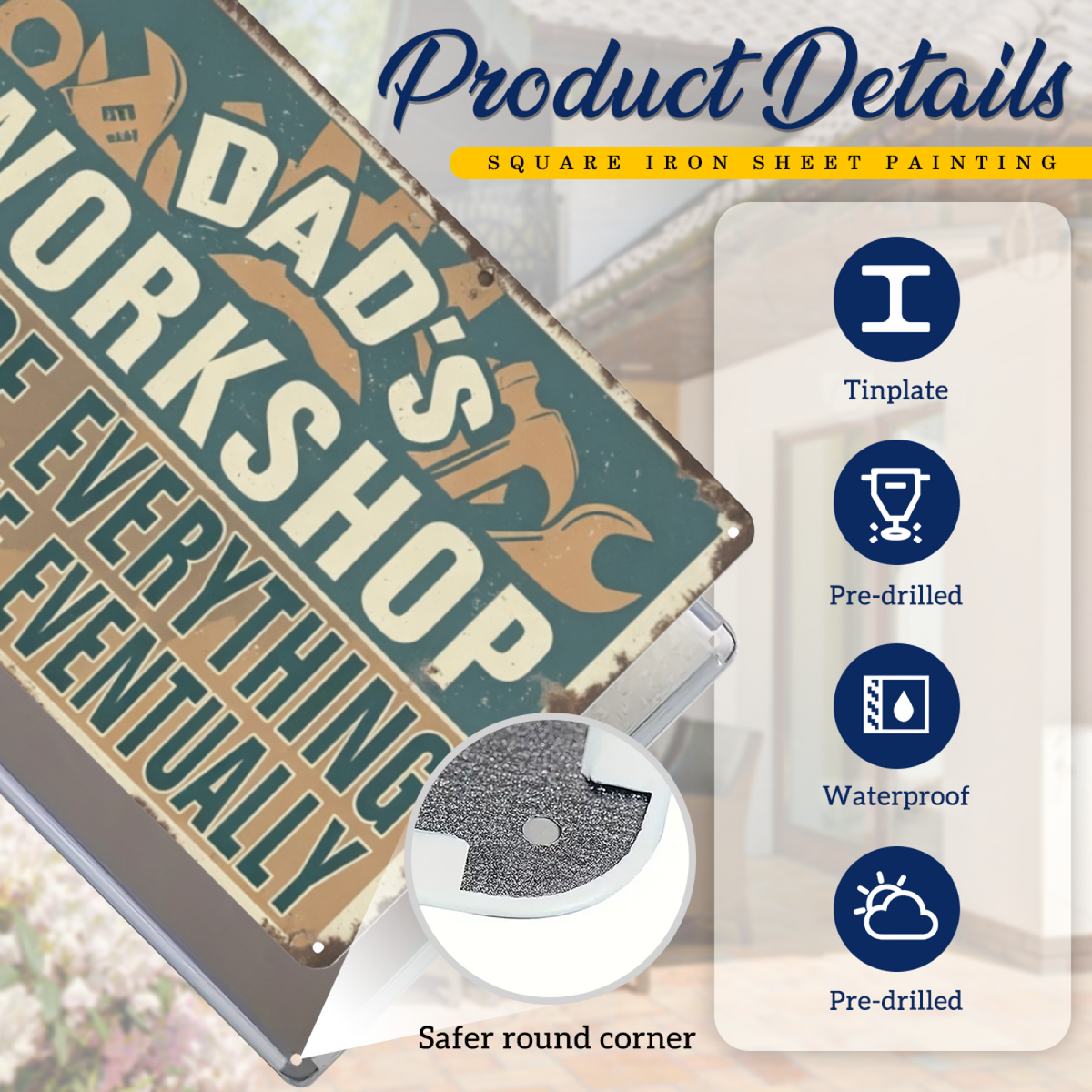 Dad¡¯s Workshop Vintage Funny Metal Tin Sign ¨C Projects Get Done Eventually