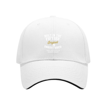 Built In The Fifties Vintage Text Multi-Color Sandwich Brim Dad Hat