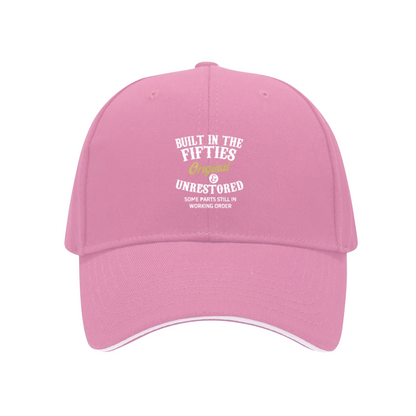 Built In The Fifties Vintage Text Multi-Color Sandwich Brim Dad Hat