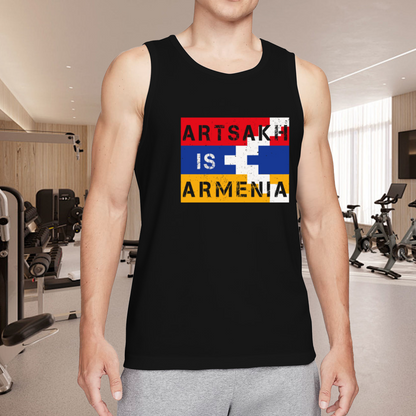 Artsakh Is Armenia Vintage Flag Block Print Patriotic Tank