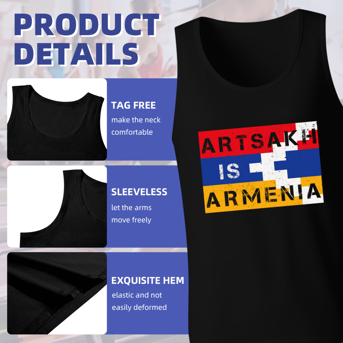 Artsakh Is Armenia Vintage Flag Block Print Patriotic Tank