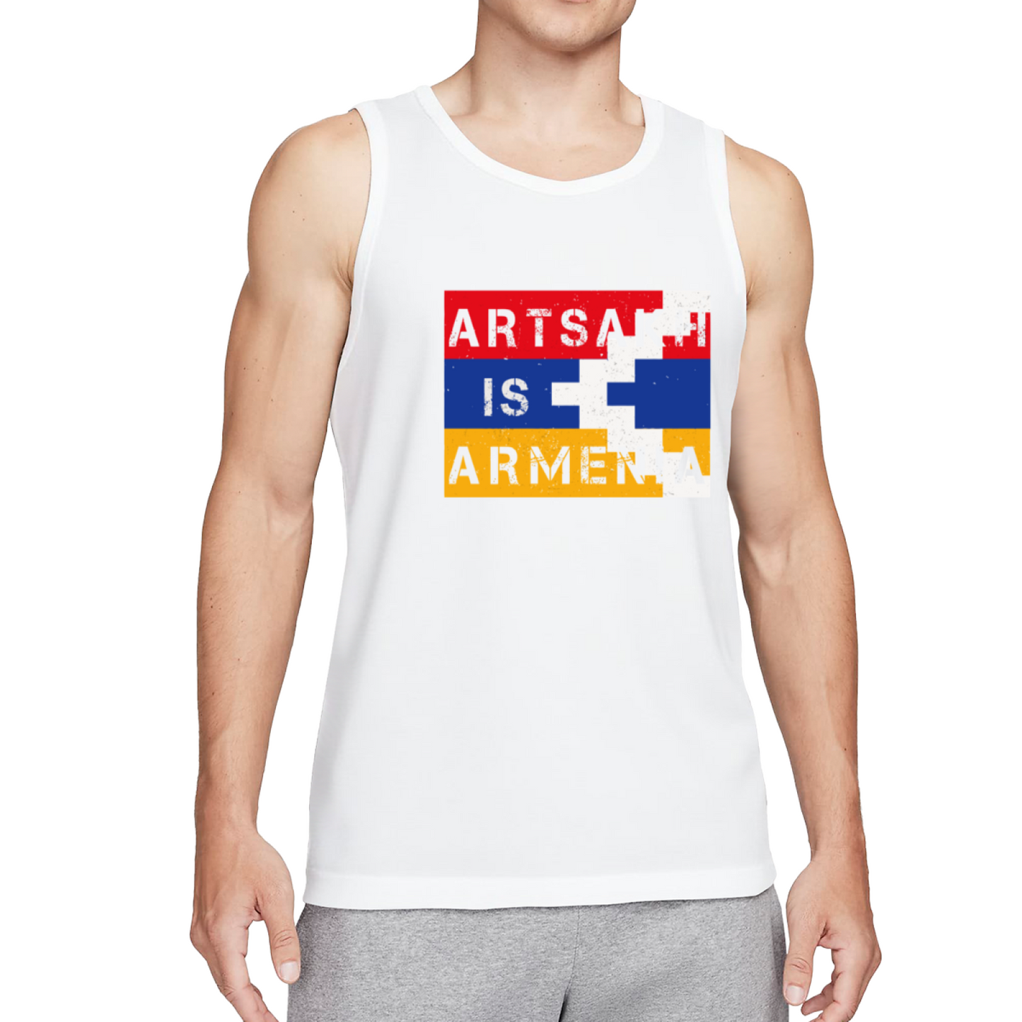 Artsakh Is Armenia Vintage Flag Block Print Patriotic Tank