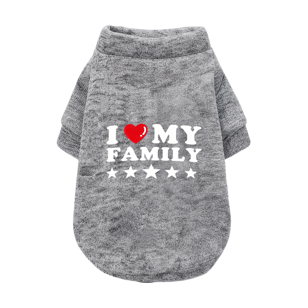I Love My Family Star Print Dog Cardigan Sweater, Warm Family Love Pet Clothes