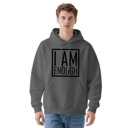 Unisex Colorblock Hoodie: I Am Enough Inspirational Quote, Soft Feel