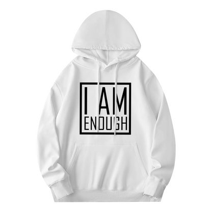 Unisex Colorblock Hoodie: I Am Enough Inspirational Quote, Soft Feel