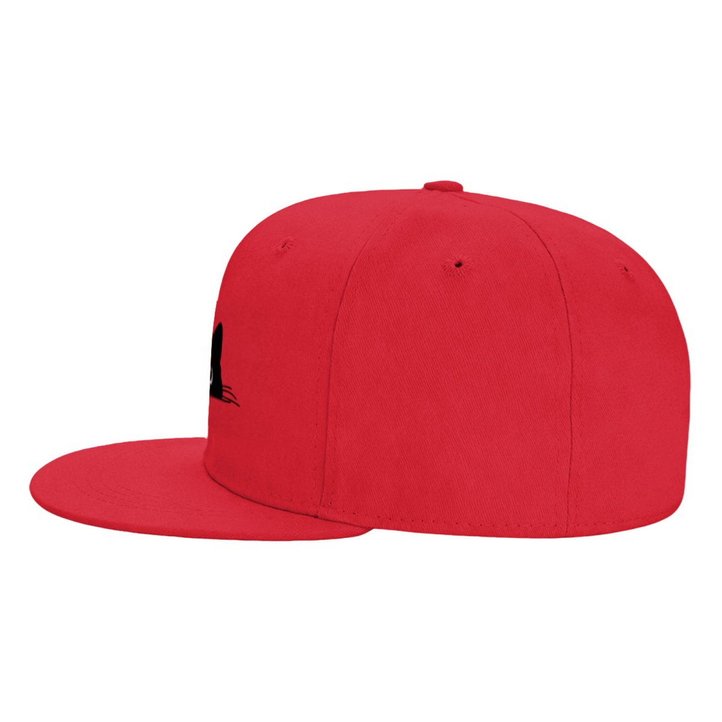 Peeking Black Cat Heterochromia Eyes Red Flat Brim Hat