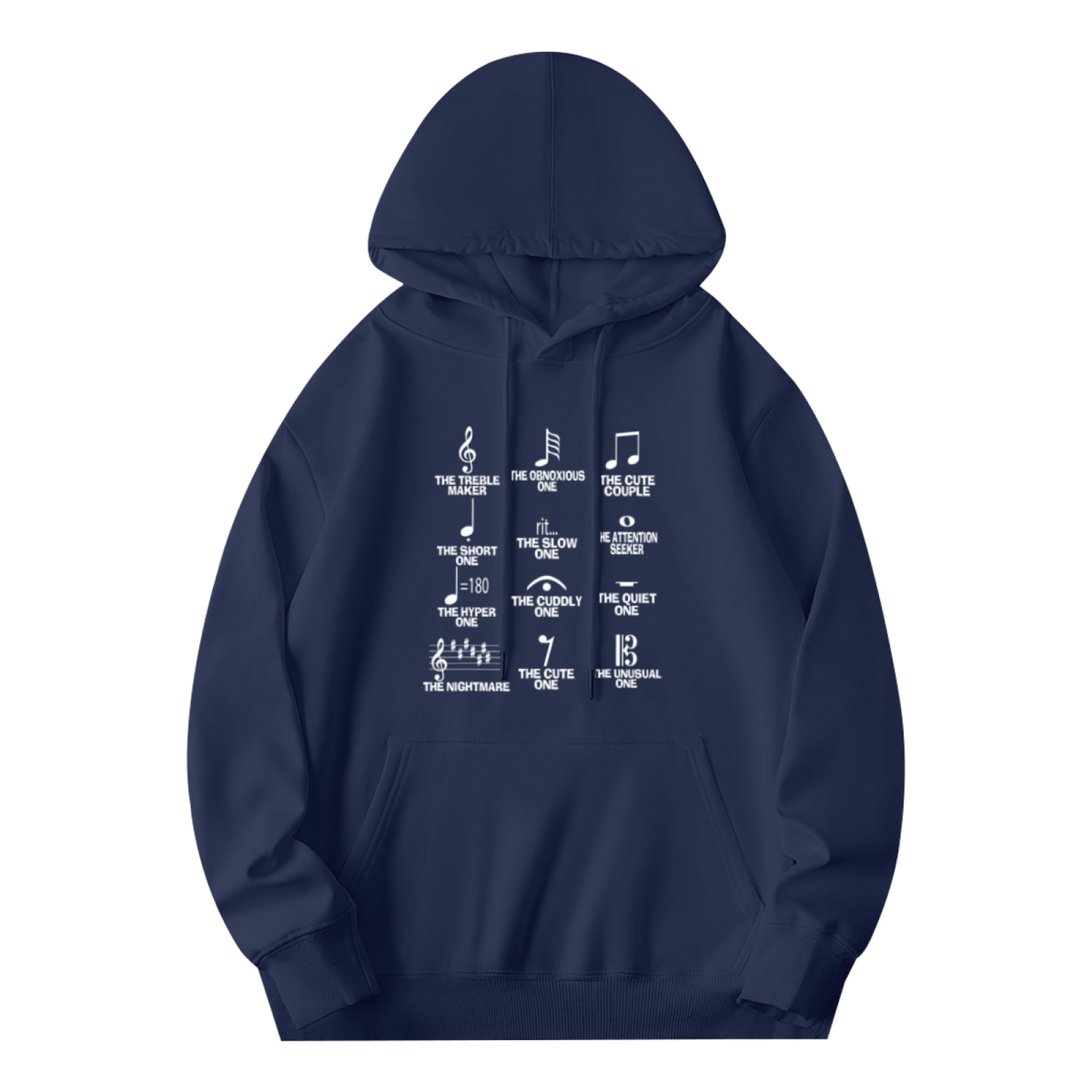 Funny Music Note Meaning Navy Hoodie, Music Lover Comfort Hooded Sweatshirt