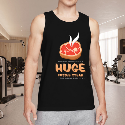 Huge Missed Steak Funny Butcher Graphic Tank Top