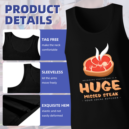 Huge Missed Steak Funny Butcher Graphic Tank Top