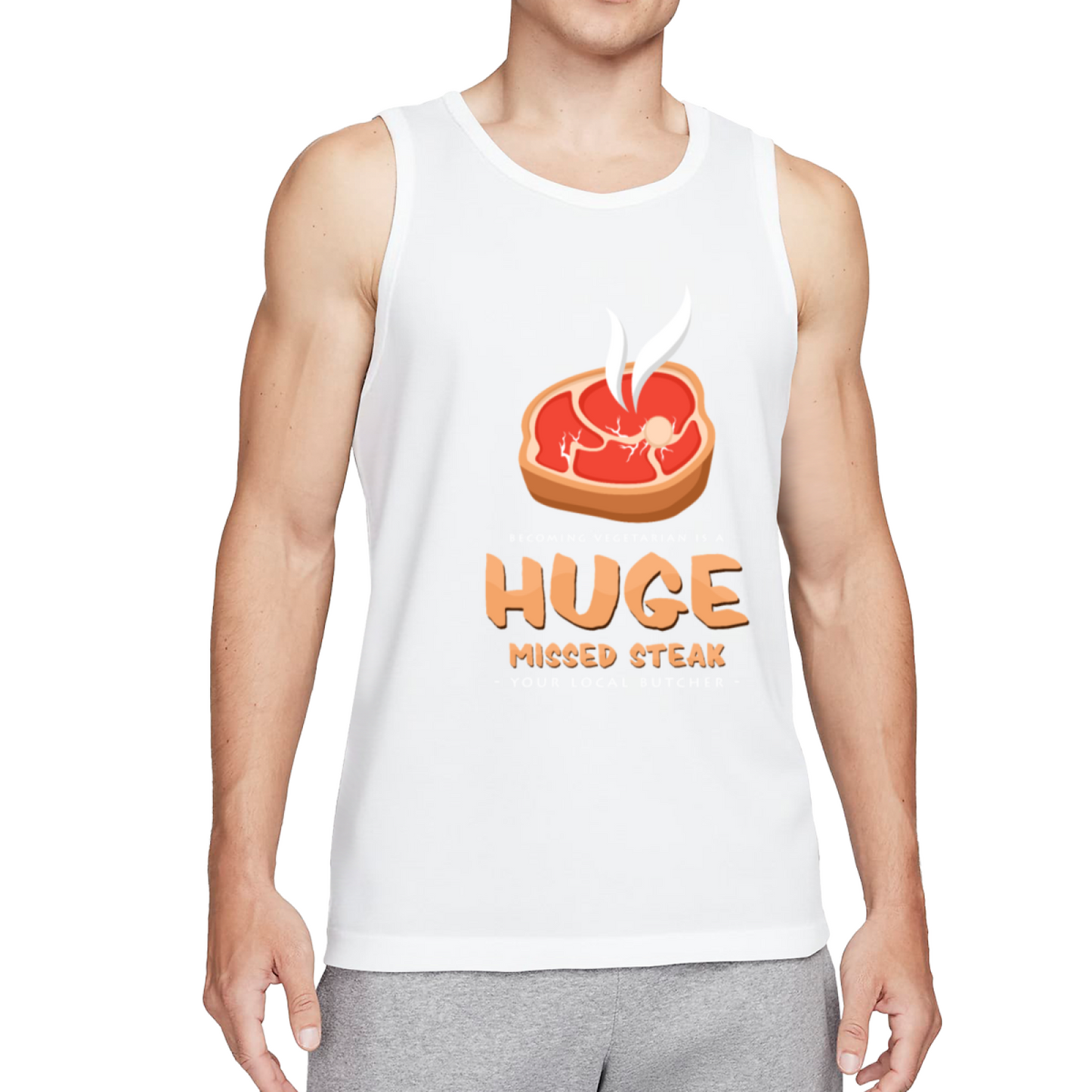 Huge Missed Steak Funny Butcher Graphic Tank Top