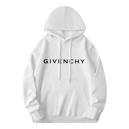 Minimal Givenchy Simple Logo Hoodie, Versatile Soft White Daily Hoodie