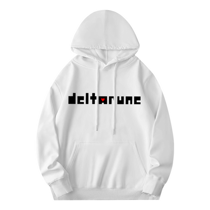Pixel Deltarune Heart White Hoodie, Game Fan Lightweight Comfort Pullover