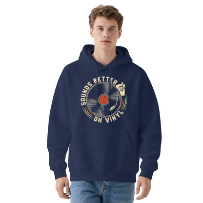 Vintage Vinyl Record Graphic Men Hoodie, Soft Retro Comfort