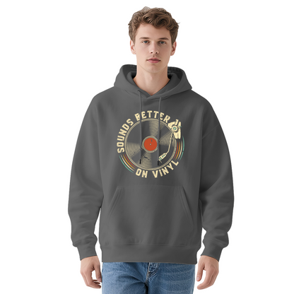 Vintage Vinyl Record Graphic Men Hoodie, Soft Retro Comfort