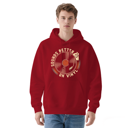 Vintage Vinyl Record Graphic Men Hoodie, Soft Retro Comfort