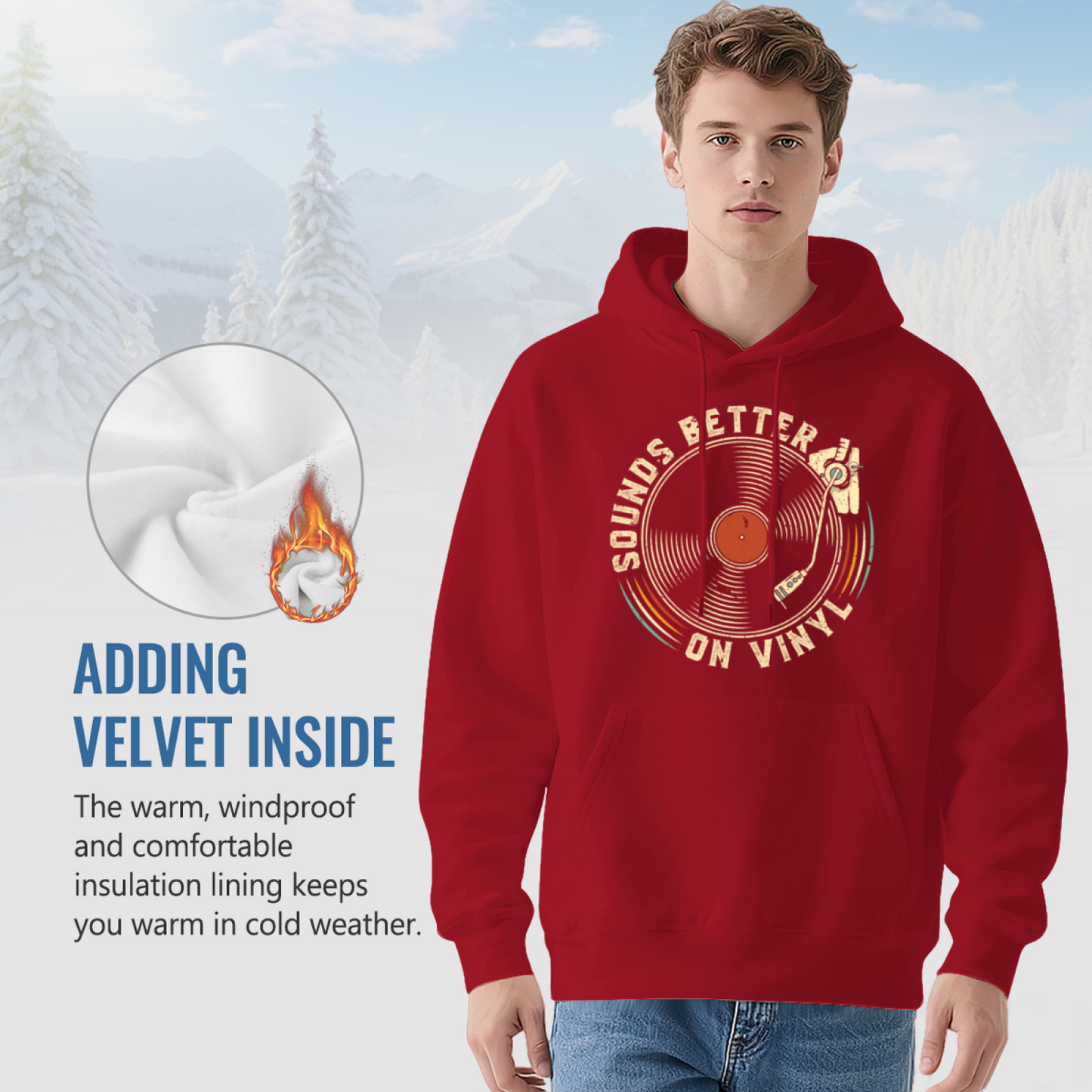 Vintage Vinyl Record Graphic Men Hoodie, Soft Retro Comfort