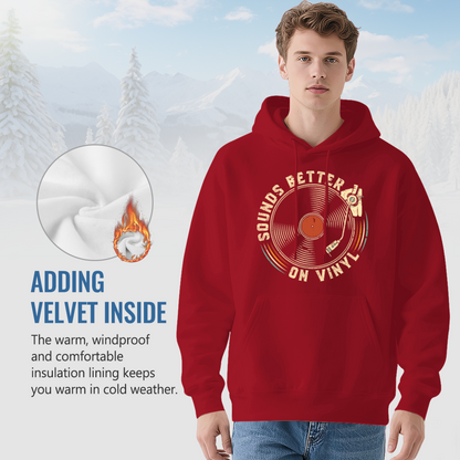 Vintage Vinyl Record Graphic Men Hoodie, Soft Retro Comfort