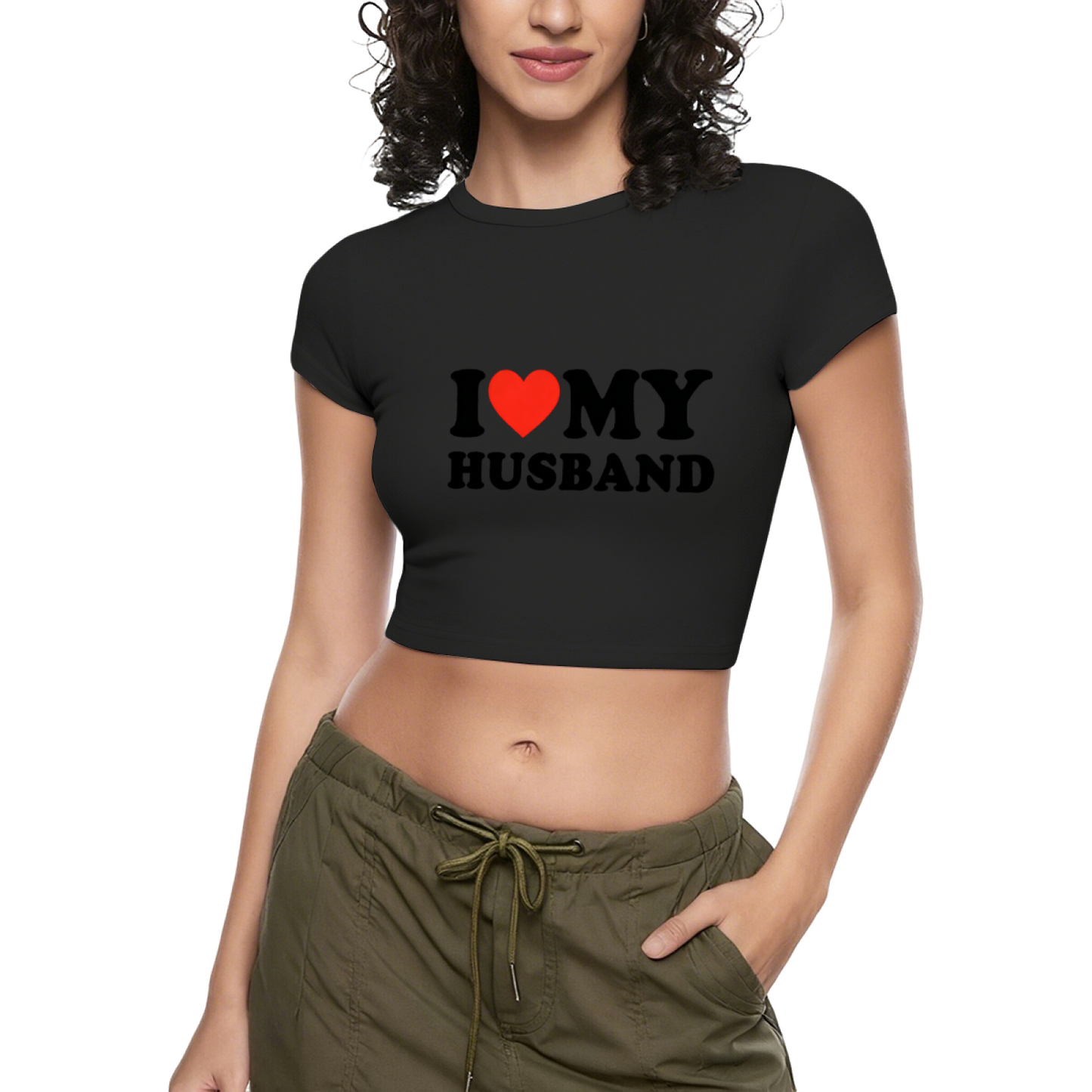 Classic I Love My Husband Heart Grey Casual Crop Top