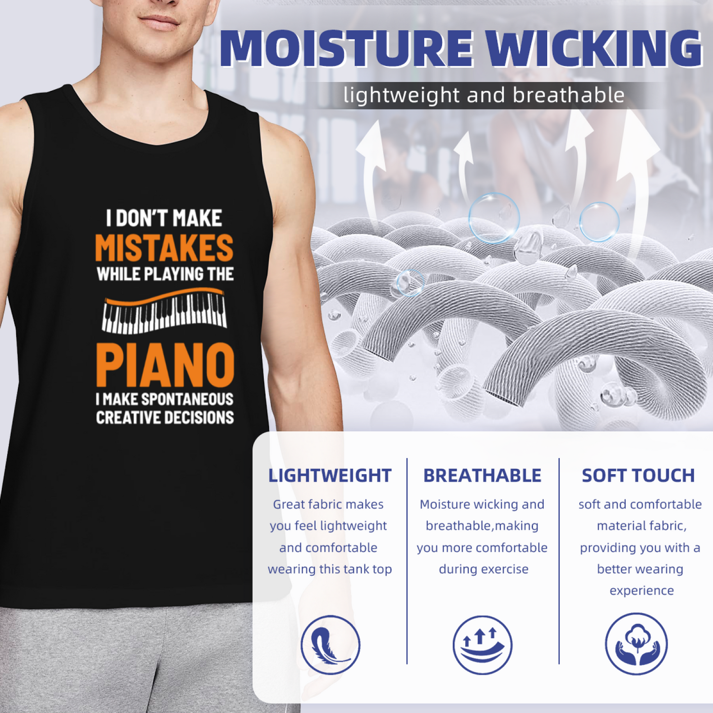 Funny Piano Player Spontaneous Creative Decisions Pun Tank