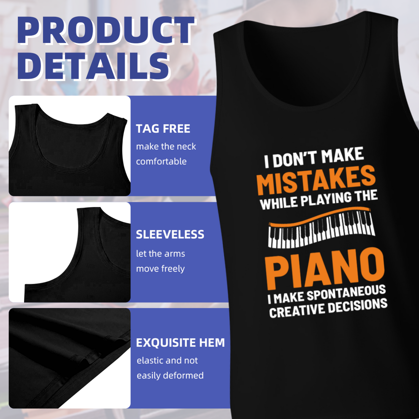 Funny Piano Player Spontaneous Creative Decisions Pun Tank