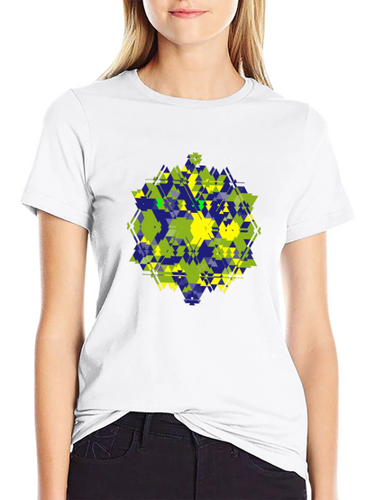 Geometric Triangle Pattern Black T-Shirt