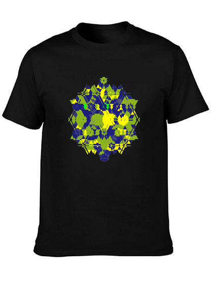 Geometric Triangle Pattern Black T-Shirt