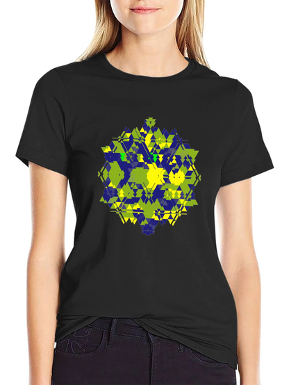 Geometric Triangle Pattern Black T-Shirt